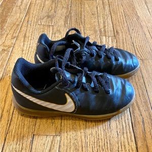 Nike Tiempo X indoor soccer shoe-black and gold